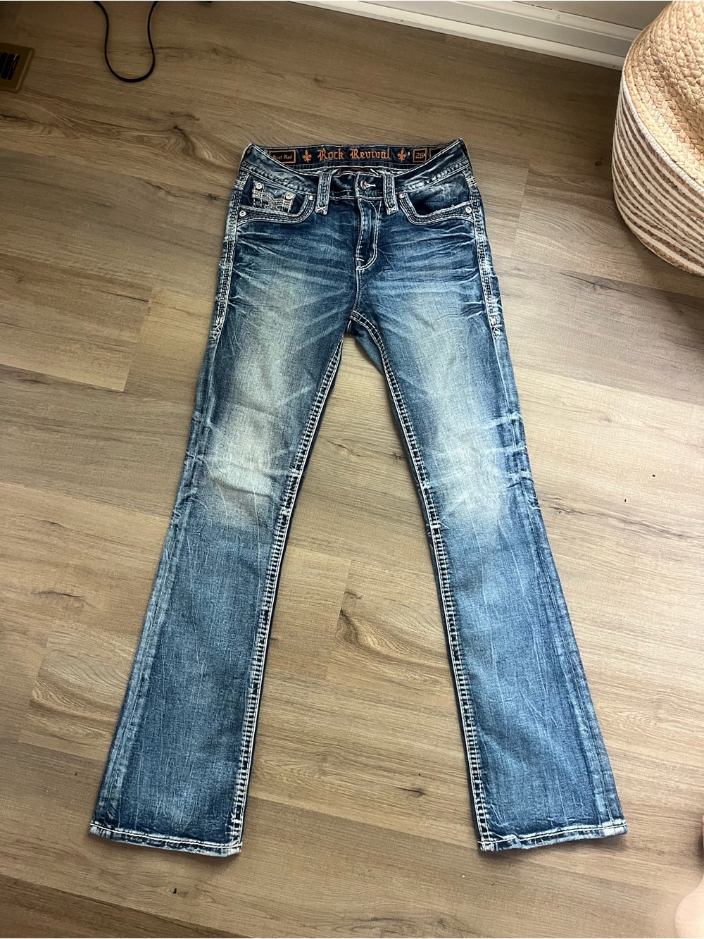 Rock Revival Faded Indigo Bootcut Jeans with Contrast Stitching - Picture 5 of 5